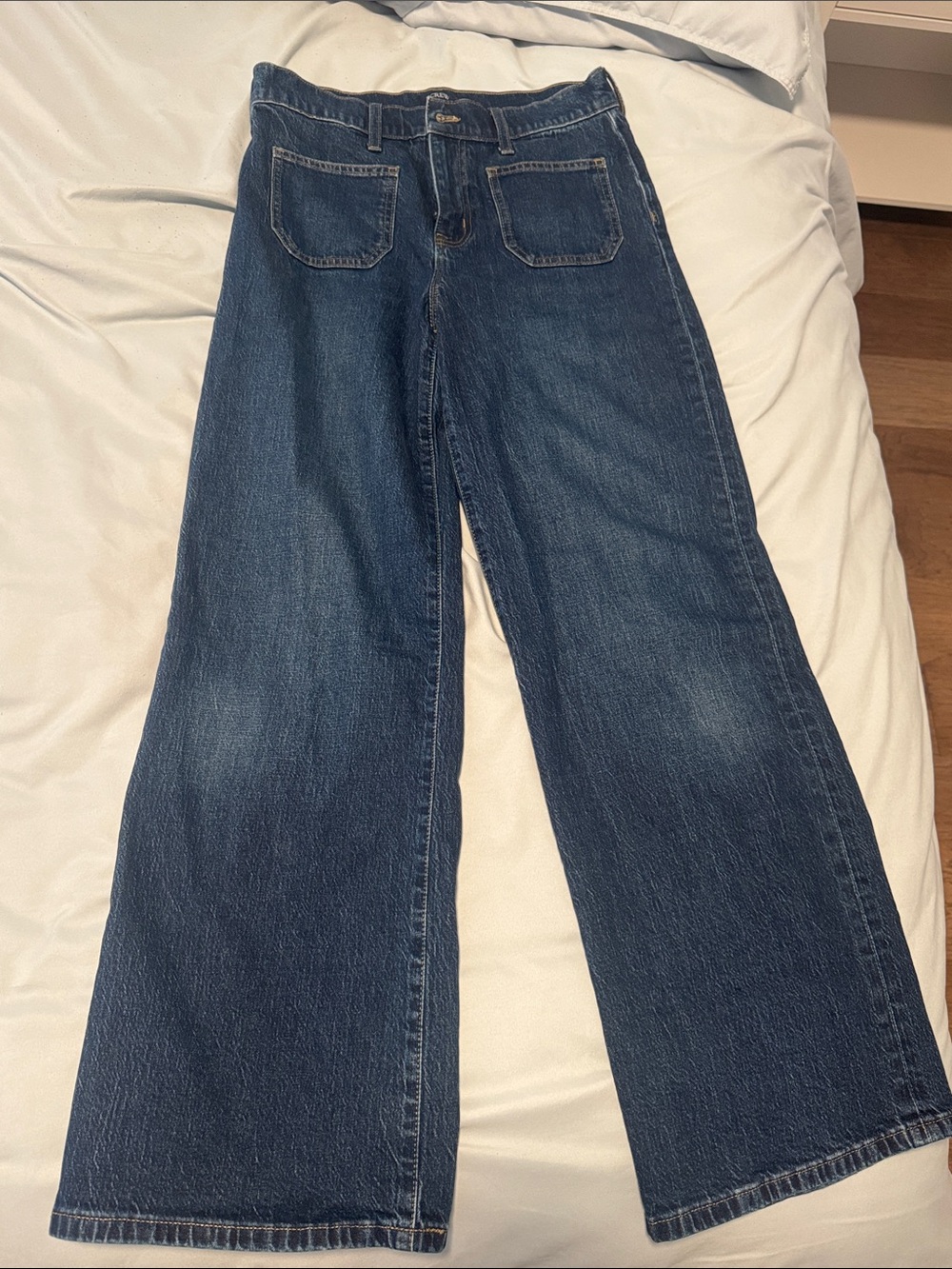 J. Crew Wide-Leg Denim Jeans in Dark Blue